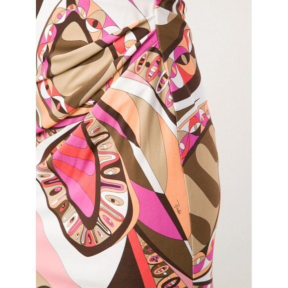 EMILIO PUCCI Multicolor Abstract Ruched Side Sheath Knee Length Dress Si… - Picture 4 of 16